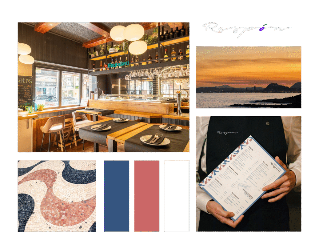 Diseño de carta para Cervecería Raspón con patrón de la Explanada por agencia de branding en Alicante